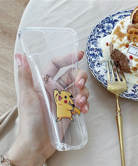 Pokemon Pikachu Phone Case for iPhone 13 12 11 14 15 Pro Max Clear Cover Case