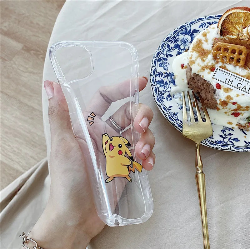 Pokemon Pikachu Phone Case for iPhone 13 12 11 14 15 Pro Max Clear Cover Case