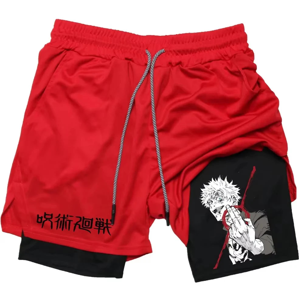 Jujutsu Kaisen Yuta Okkotsu 2-in-1 Compression Gym Shorts Quick Dry Workout Running Pants 7