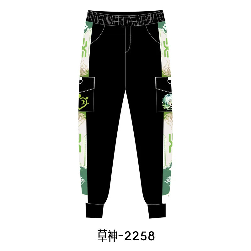 New Genshin Impact Cyno Xiao Zhongli Hu Tao Wanderer Kaedehara Kazuha Cosplay Costume Jogger Trouser Sport Gym Pants Tracksuit