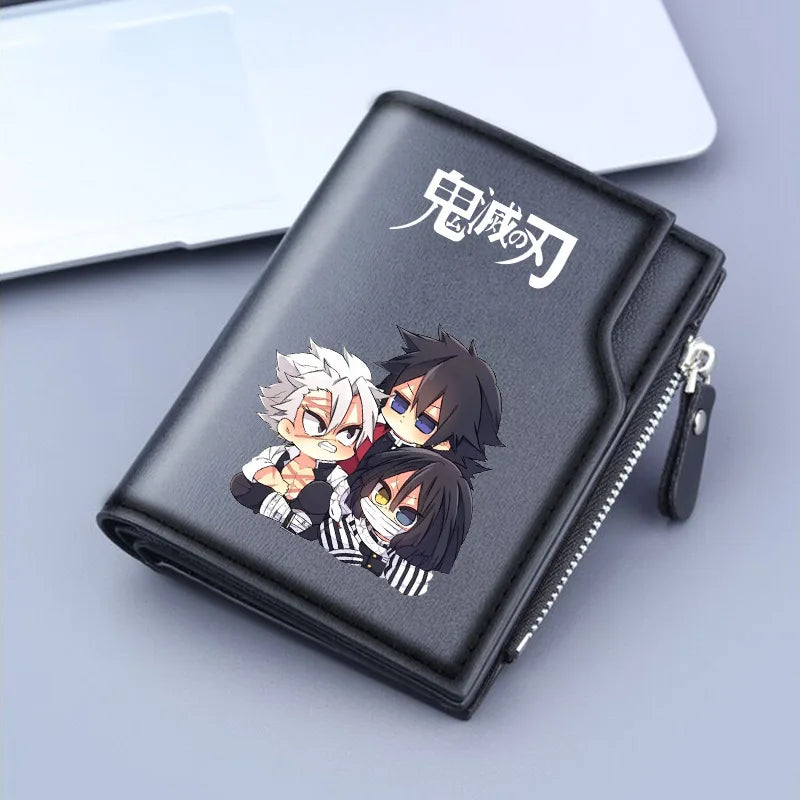 Demon Slayer Wallet Anime Coin Purse Men Credit Card Holder Boy Student Fashion Short Trifold Money Key Storage Pouch