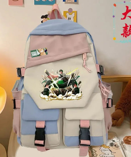anime One Piece Luffy Zoro anime backpack large capacity student school bag male campus Korean version backpack birthday gift