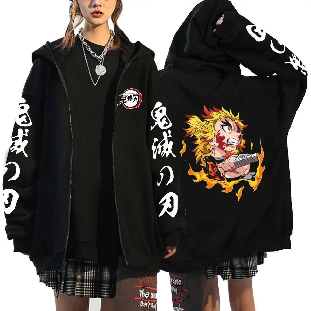 Demon Slayer Zipper Sweatshirts Zip Up Hoodie Anime Hoodies Unisex Hip Hop Streetwear Nezuko Kamado Graphic Y2K Clothes gifts
