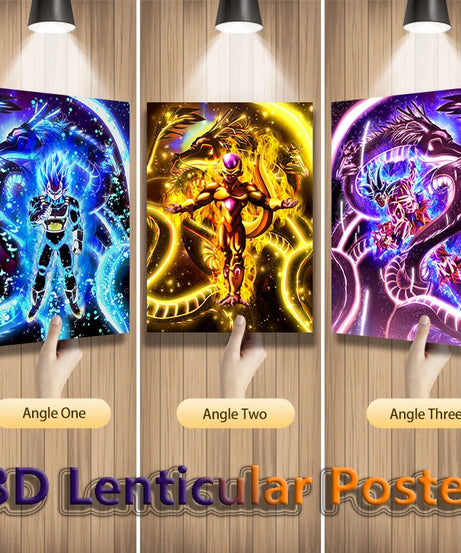 Dragon Ball Z 3D Lenticular Poster – Goku, Vegeta & Frieza Wall Art (No Frame)