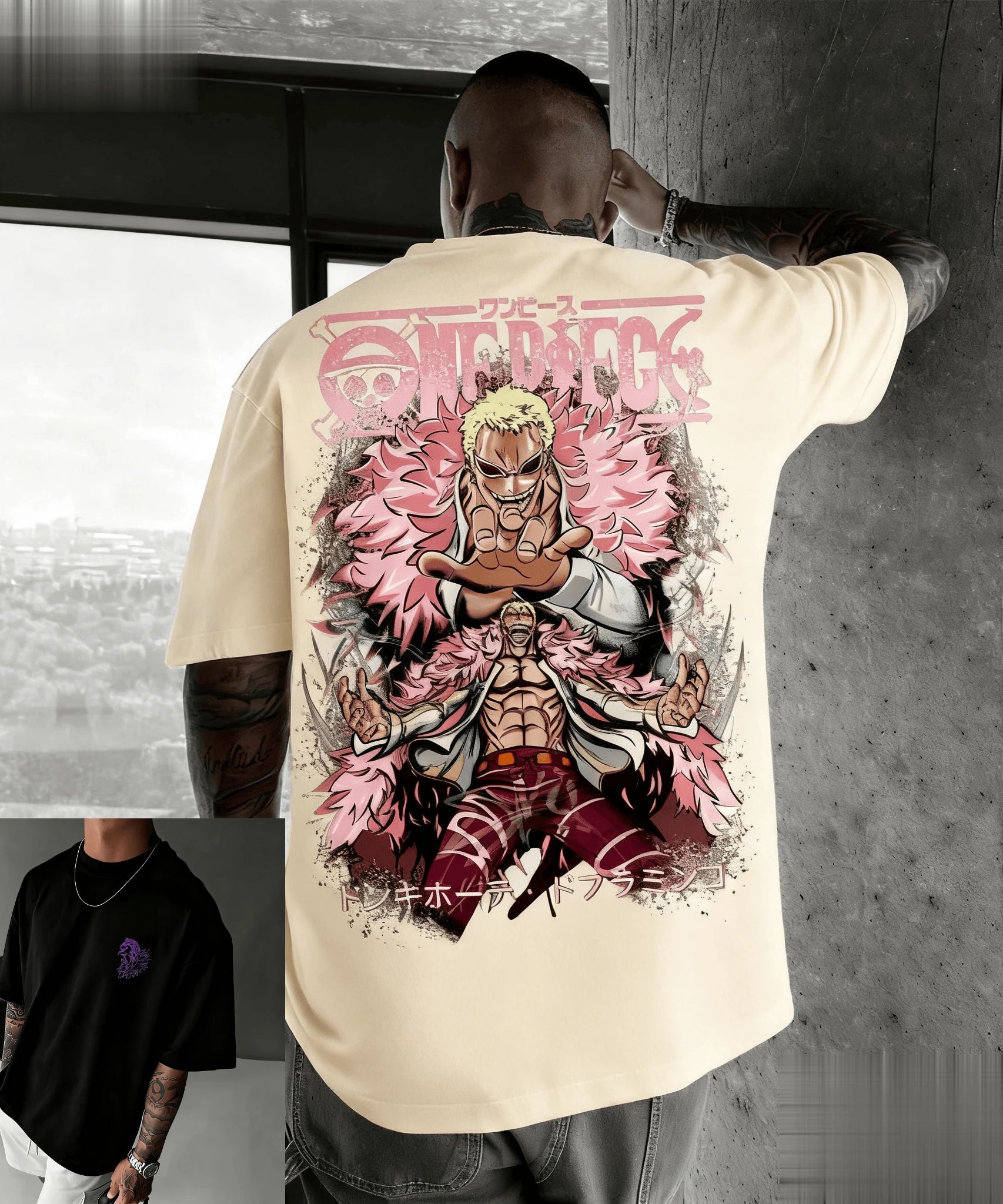 New Unisex One Piece Doflaminggo Anime Men T Shirt Short Sleeve Tee Summer Y2k Graphic Streetwear Casual Top Oversized