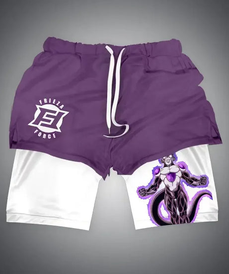 One Piece x Naruto x Dragon Ball 2-in-1 Men’s Gym Shorts – Quick-Dry & Breathable Sportswear