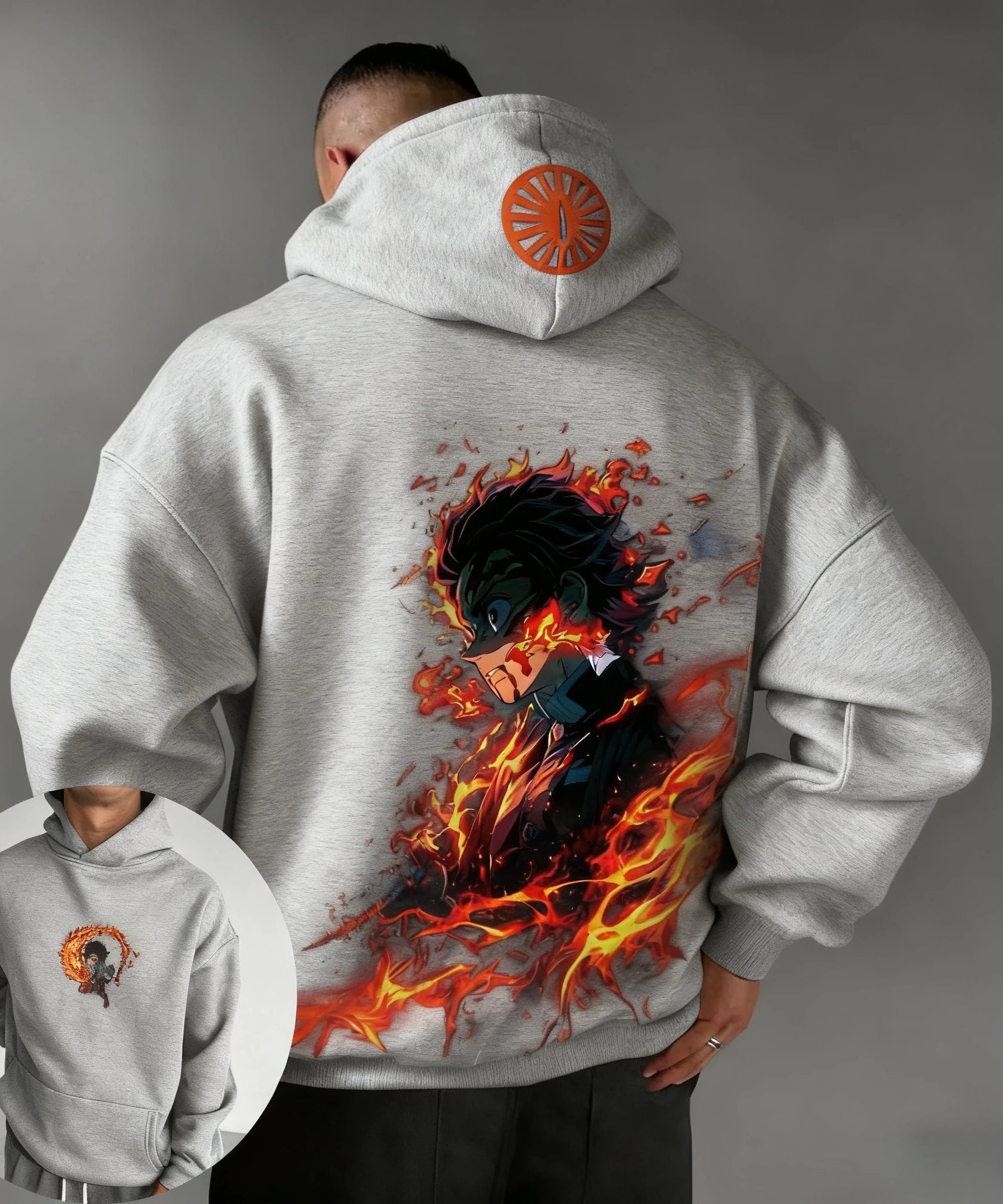 Demon Slayer Autumn/Winter New Men's Hoodie Kamado Tanjirou Anime Printed Loose Casual Hip Hop Parent Child Sweater Top