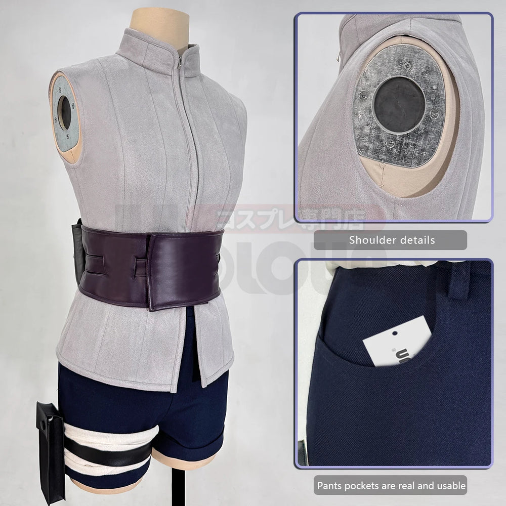 Anime Hinata Hyuga Cosplay Costume – Top, Shorts, Waist Bag & Wig Set 4