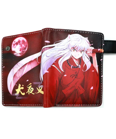 Anime Sesshoumaru Button Wallet Inuyasha Coin Card Men Purse