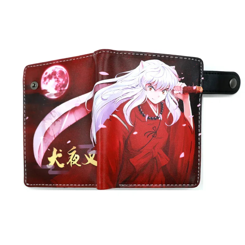 Anime Sesshoumaru Button Wallet Inuyasha Coin Card Men Purse