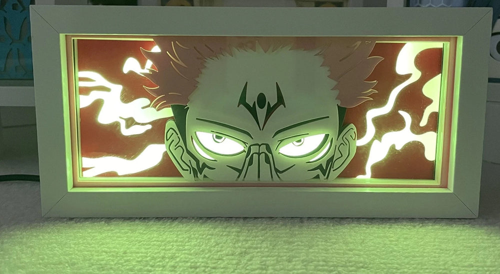 Anime Jujutsu Kaisen Gojo & Sukuna 3D Paper-Cut Lightbox – Double-Sided LED Night Light