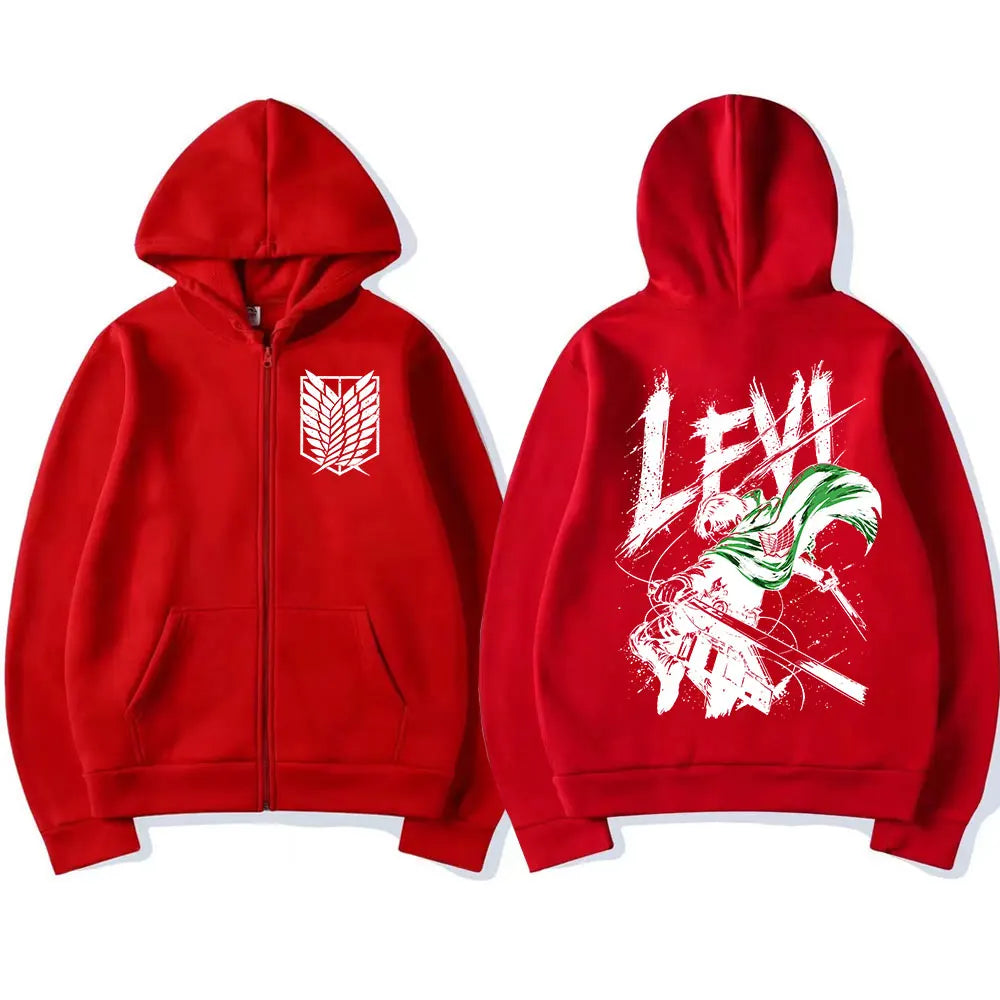 Attack on Titan Levi Ackerman & Eren Jaeger Graphic Zip-Up Hoodie 3