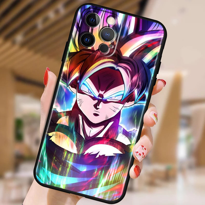 Dragon Ball Z Black Soft Case for iPhone 15/14/13/12/11/XS/X/8/7/SE