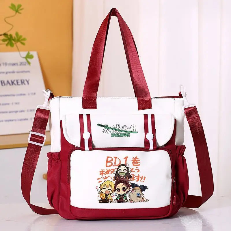 Anime Demon Slayer Kamado Tanjirou New Shoulderbag Men Women Crossbody Bags Student Fashion Large Capacity Handbag Holiday Gifts