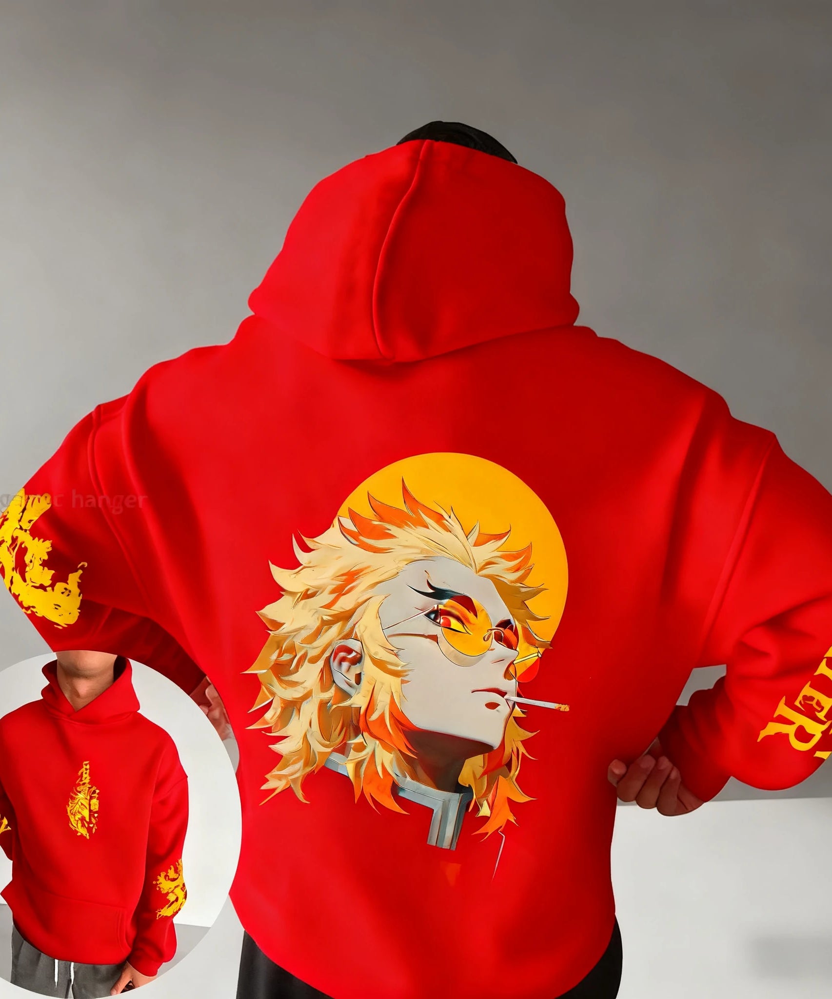 Demon Slayer Anime Autumn/Winter Men's New Rengoku Kyoujurou Printed Loose Casual Harajuku Parent Child Sweater Top