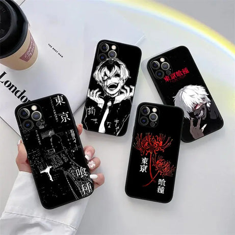 Tokyo Anime Ghoul Black Art Phone Case for iPhone 11 15 Pro Max Case Coque 14 Plus 13 Pro 12 11 XS XR 7 8 SE 2020 TPU Soft Cover