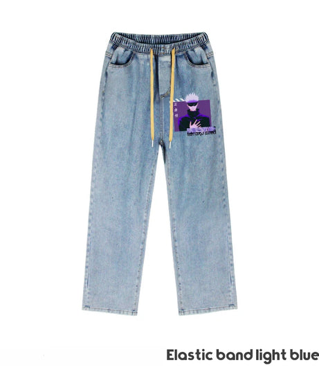 JUJUTSU KAISEN Gojo Yuji Megumi Sukuna Anime Daily Trousers Loose Spring and Autumn Wide Leg Pants Casual Jeans