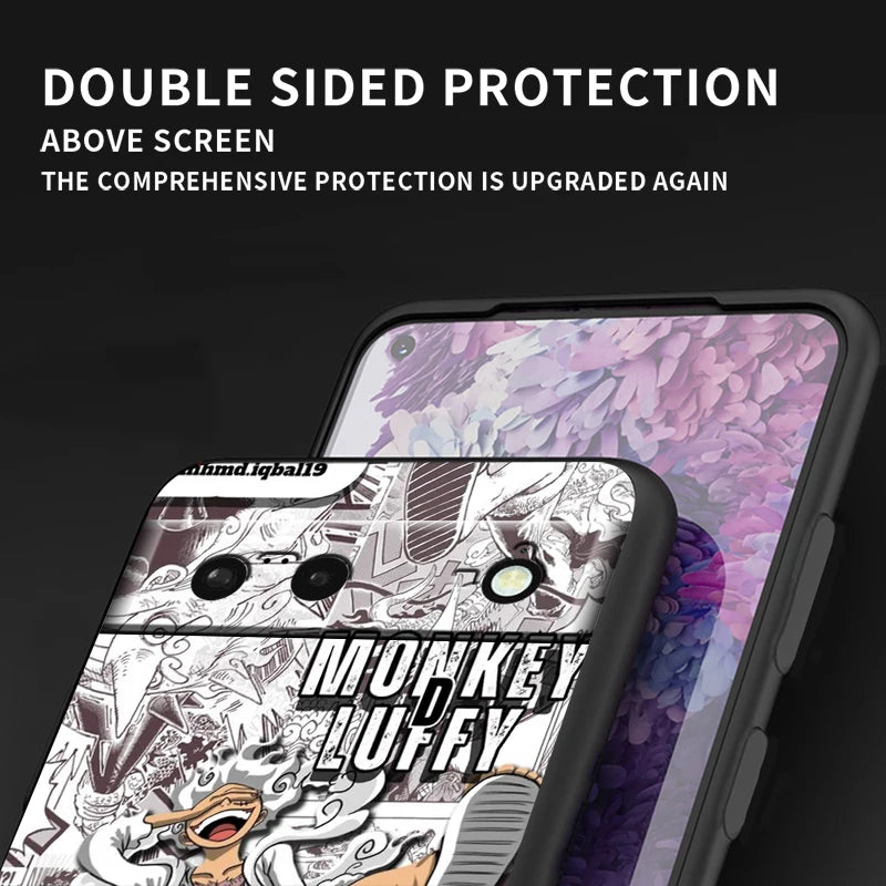 One Piece Anime Zoro Luffy For Google Pixel 9 8 7A 7 6A 6 5A 5 4 4A XL 5G Black Silicon Shockproof Shell Cover Phone Case