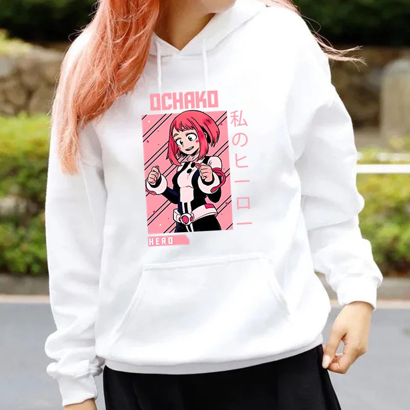 New Fashion Autumn Winter Sweatshirts Anime Ochaco Uraraka Printing Hoodies Fashion Women Men Streetwear Long Sleeve Pullover