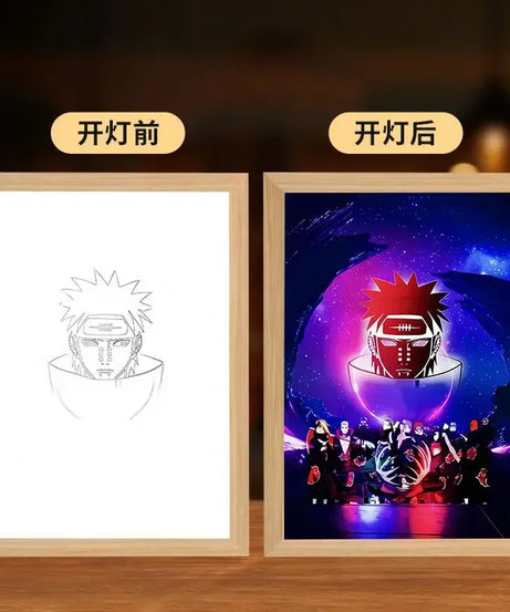 Naruto light painting Kakashi Sasuke Uchiha Madara anime bed head light bedroom creative personality night light holiday gift