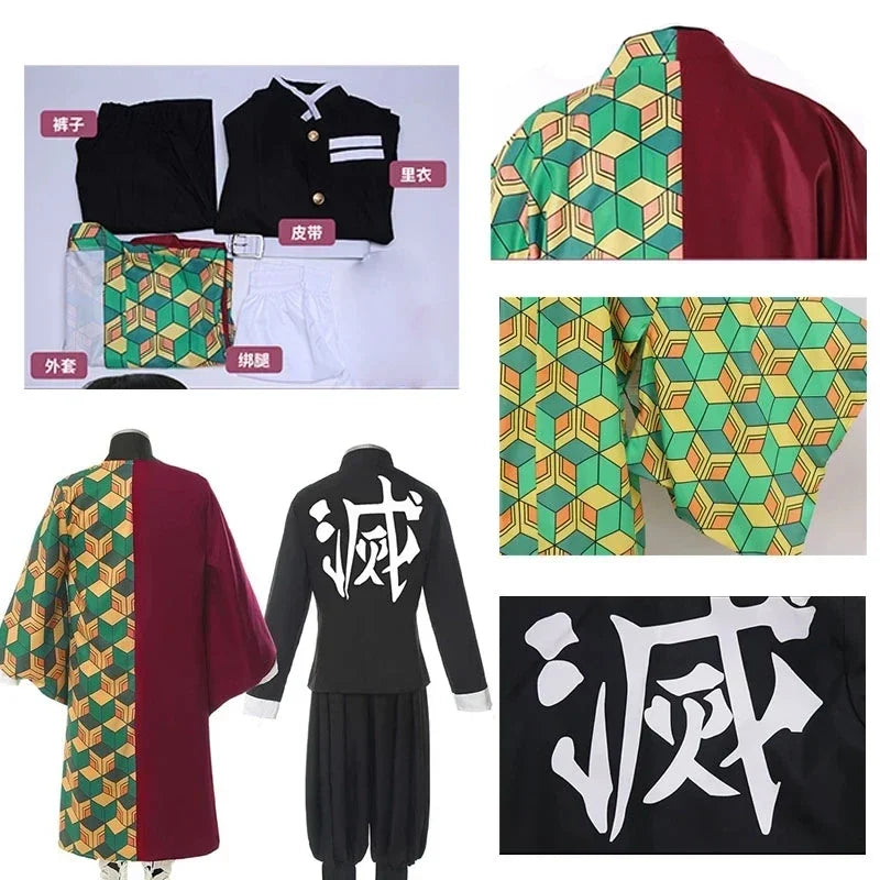 Anime Demon Slayer Tomioka Giyuu Cosplay Costume – Uniform & Wig Set 4