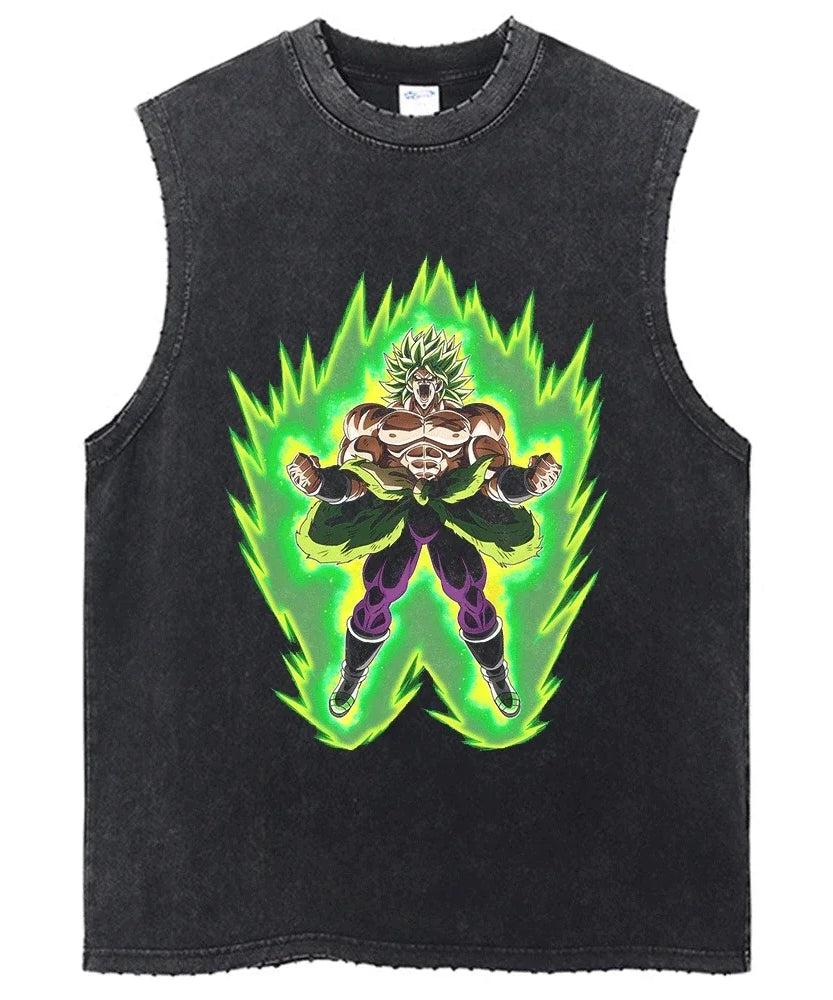 Vintage Dragon Ball Sleeveless Streetwear Tank – Harajuku Cotton Graphic Tee