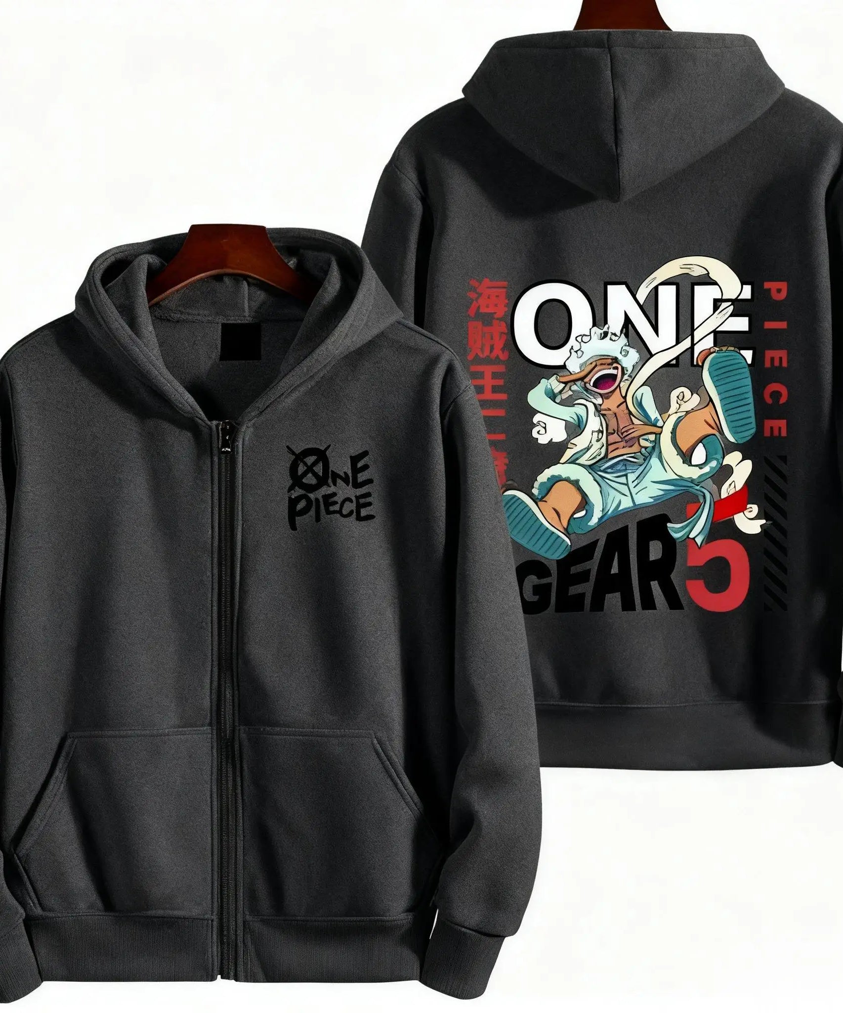 One Piece Gear 5 Zipper Hoodie Women Men Anime Print Jacket Sweatshirt Streetwear Oversized Casual Cosplay Autumn Fashion Tops