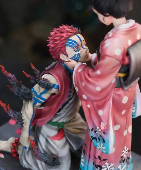 27cm Demon Slayer GK Popart Akaza & Koyuki Figure Anime Collectible Model Toy Cherry Blossom Scene Statue Desktop Ornament Gift