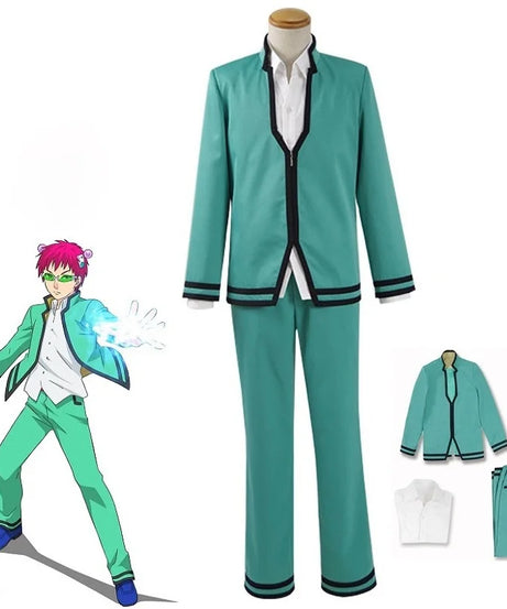 Saiki Kusuo Cosplay Set - Wig, Kostum, dan Aksesoris