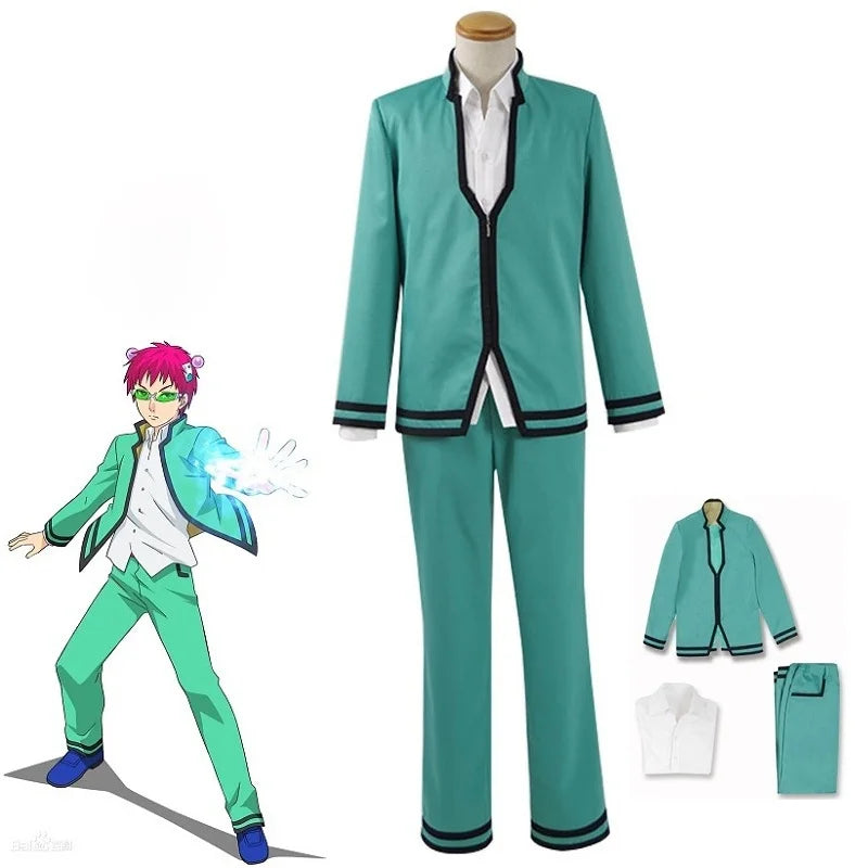 Saiki Kusuo Cosplay Set - Wig, Kostum, dan Aksesoris