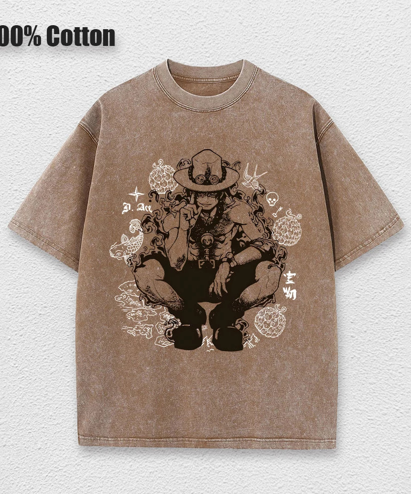 Washed Printed Vintage T-Shirts Street Hip Hop Retro Punk T Shirt Women Harajuku Casual Cotton Short Sleeve Acid Wash Top