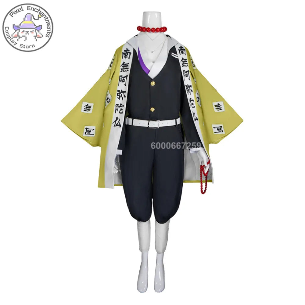 Anime Demon Slayer Gyomei Himejima Cosplay Costume – Uniform & Wig Set 2