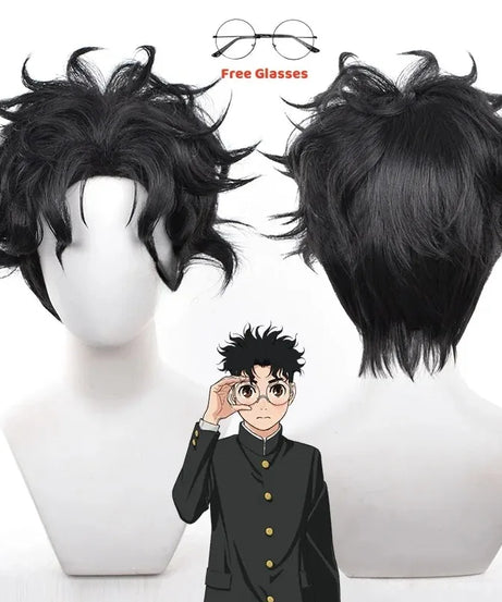 Ken Takakura Cosplay Costume Wig Anime Dandadan Okarun School Uniform Black Jacket Pants Gakuran Glasses Halloween Party Men