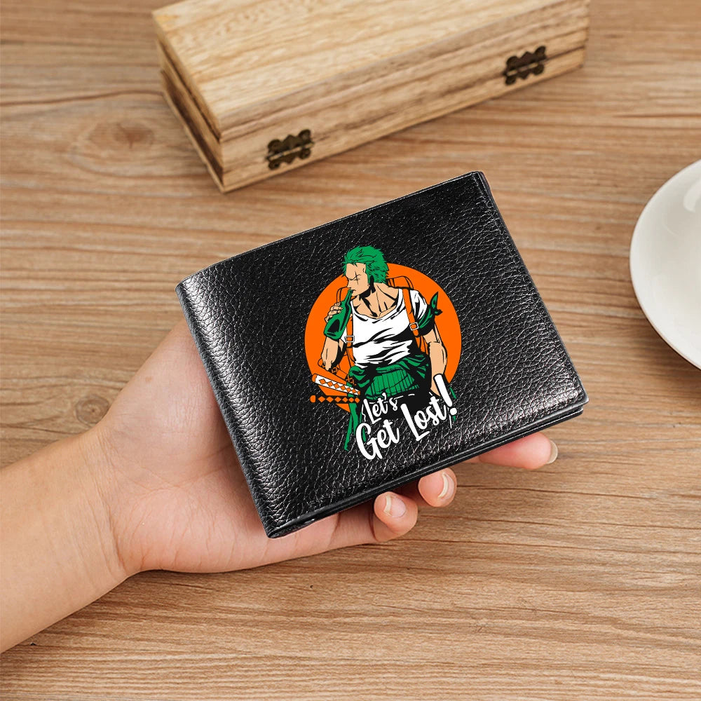 One Piece Pu Leather Wallet for Men Foldable Short Wallets Luffy Zoro Chopper Coin Purse Man Multi-slot Credit ID Card Holder