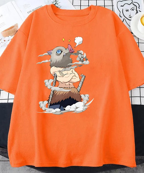 Hot Anime Hashibira Inosuke Graphic Short Sleeve T-shirts for Women Men Shirts Loose T-shirt Casual Summer Oversized T-shirts