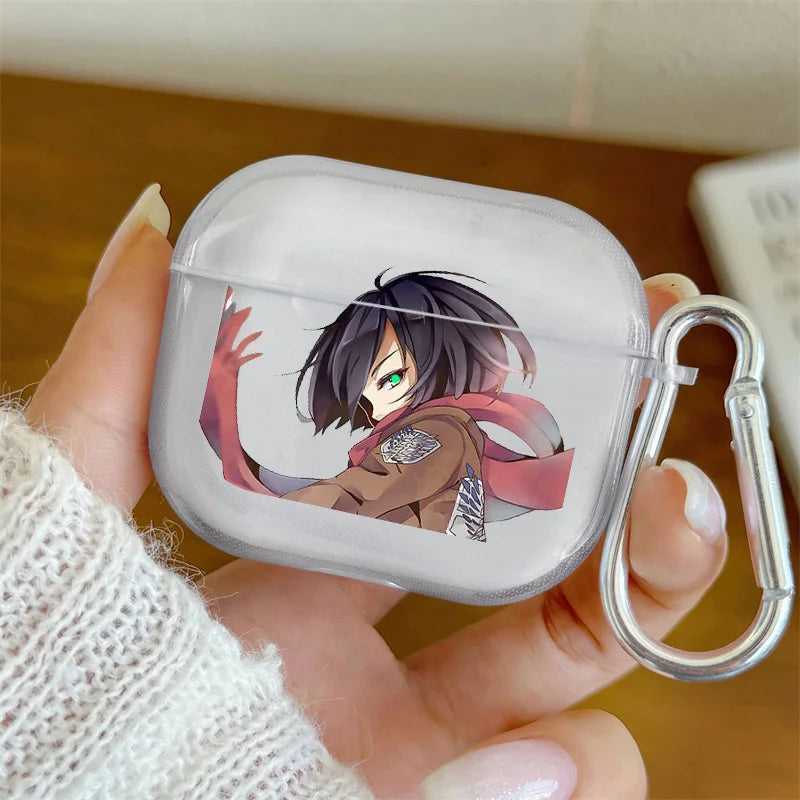 Anime New Attack on Titan Mikasa.Ackerman Earphone Case For Airpods Pro 3 2025 Soft Clear Cover For Airpods 4 Shockproof Case