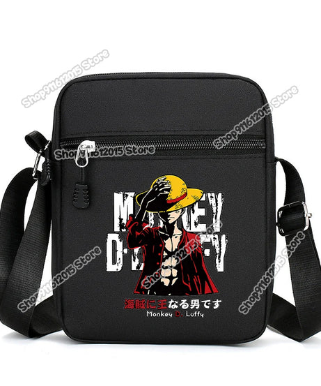 One Piece Men Shoulder Bag Anime Luffy Zoro Boy Oxford Cloth Crossbody Zipper Messenger Bags Outdoor Travel Small Phone Pouch