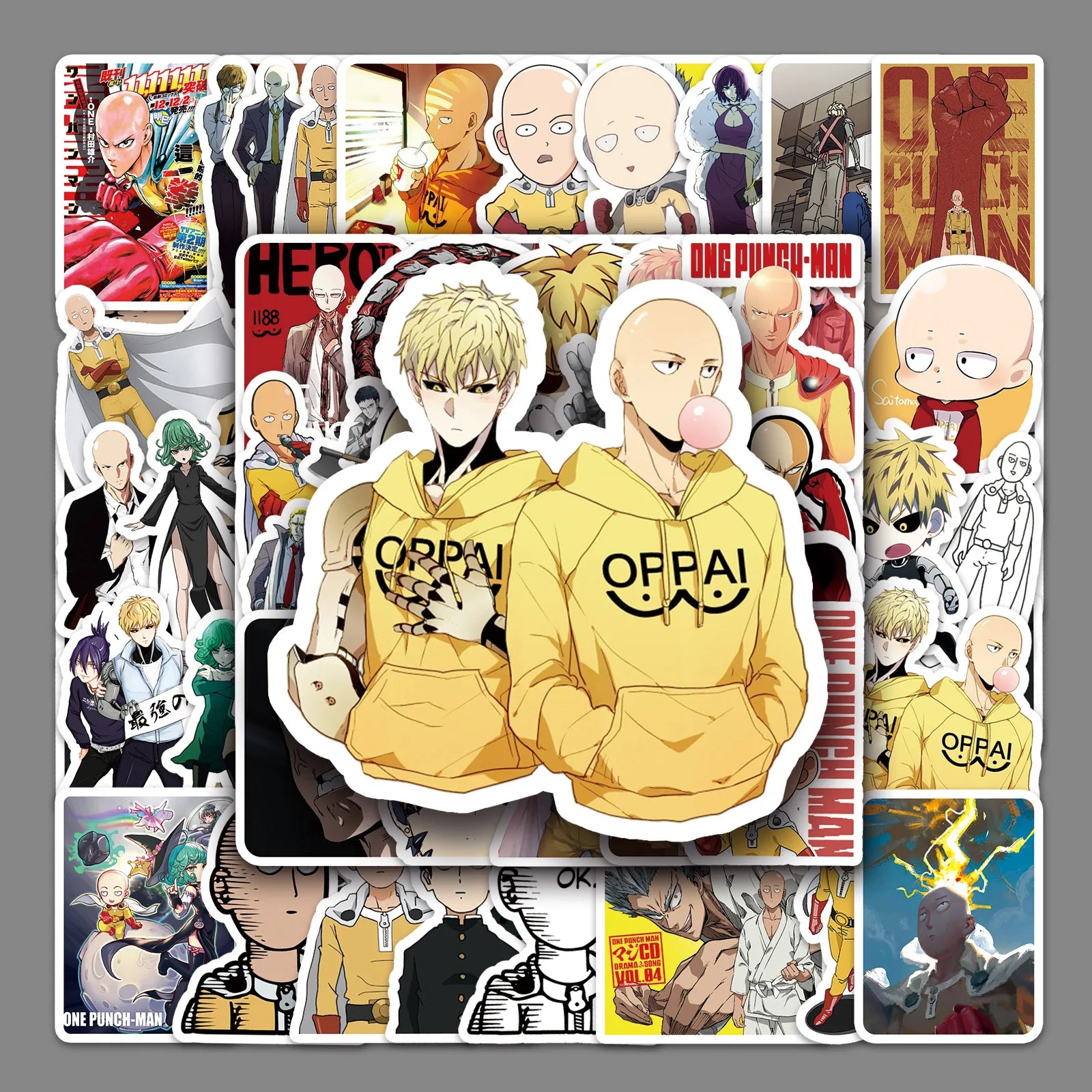 57PCS One Punch Man Sticker Anime Waterproof Decoration Suitcase Phone Case Computer Stickers Decoration Supplies