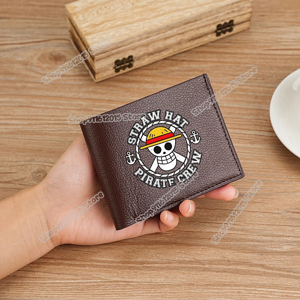 One Piece Pu Leather Wallet for Men Foldable Short Wallets Luffy Zoro Chopper Coin Purse Man Multi-slot Credit ID Card Holder