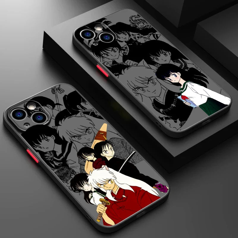 Inuyasha Anime Movie Comic Frosted Translucent For Apple iPhone 16 15 14 13 12 11 XS XR X Pro Max Plus Mini Cover Phone Case