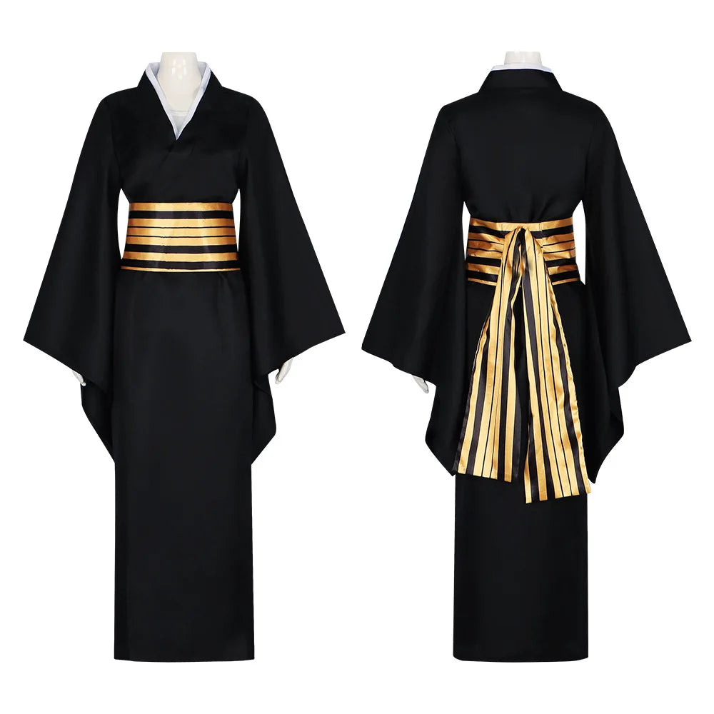 Anime Demon Slayer Nakime Cosplay Costume – Black Kimono & Wig Set 6