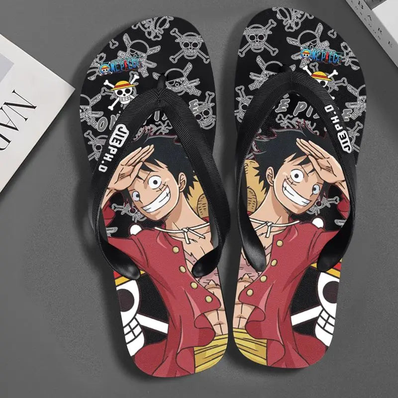 One Piece anime peripheral flip-flops Luffy Zoro creative  outdoor daily anti-slip clip-on summer couple slippers gift