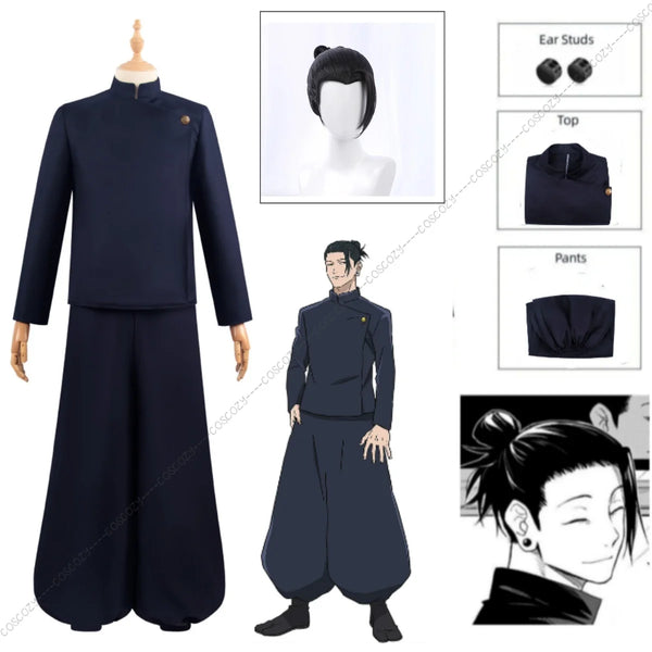 Anime Jujutsu Kaisen Geto Suguru Cosplay Costume – Tokyo Jujutsu High Uniform Suit & Wig Set