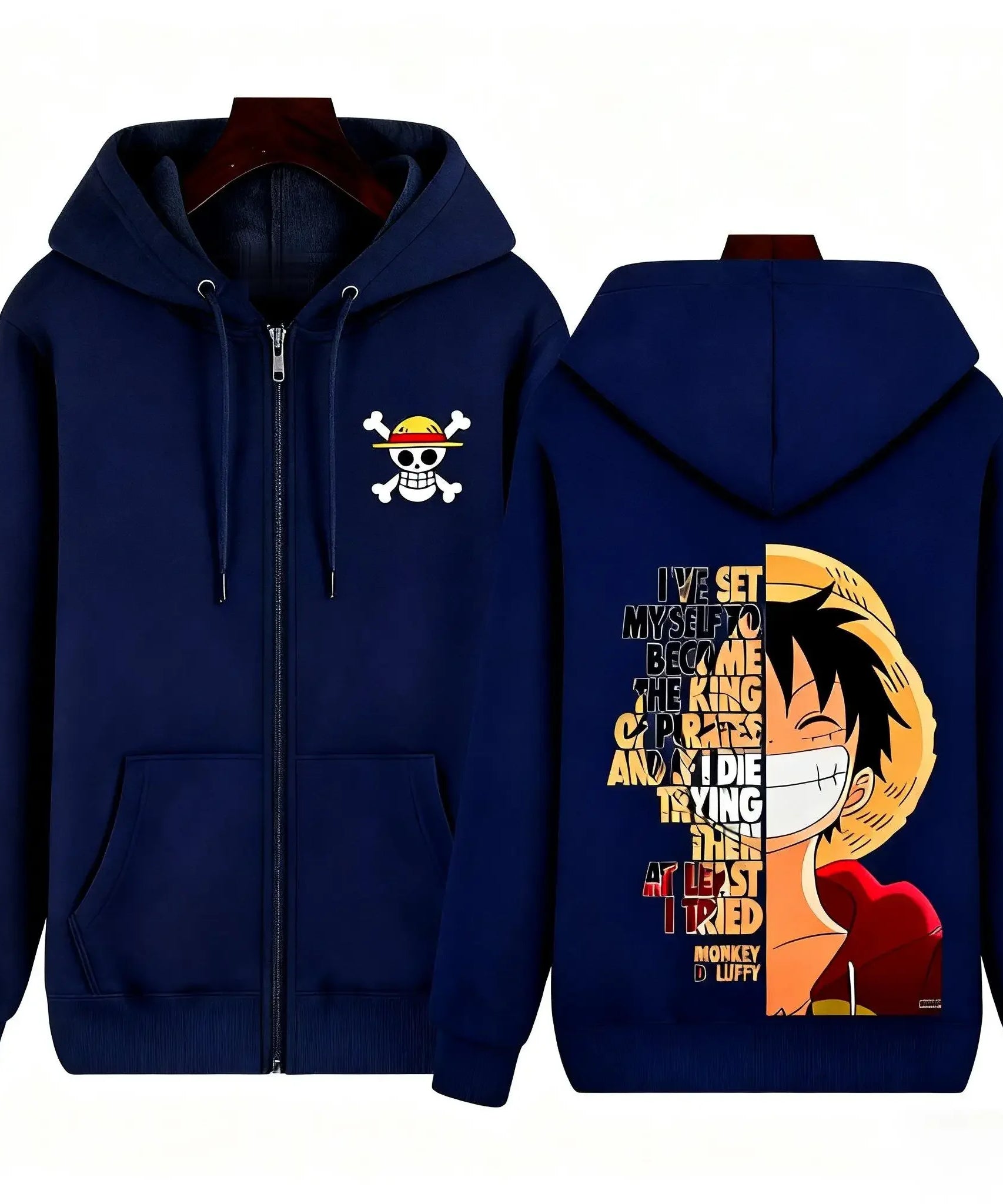 One Piece Monkey D Luffy Graphic Print Hoodie Zip Up Jacket Men Women Anime Streetwear Casual Pullover Long Sleeve Autumn Winter