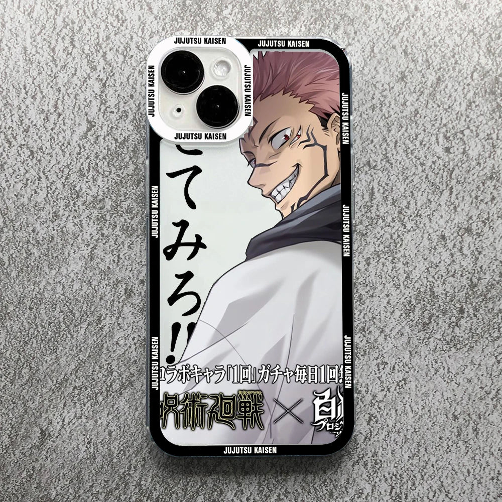 Gojo Satoru Clear Soft Case – Jujutsu Kaisen iPhone 11–16 Pro Max & Plus