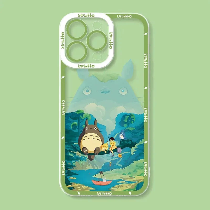 Cute T-TotoroS Phone Case For iPhone 16 Pro Max 15 14 Plus 13 12 11 Pro XR XS X 8 7 SE 2020 Soft Silicone Clear Cover