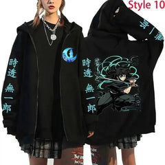 Demon Slayer Tokito Muichiro Anime Printed Zipper Hoodie – Unisex Streetwear