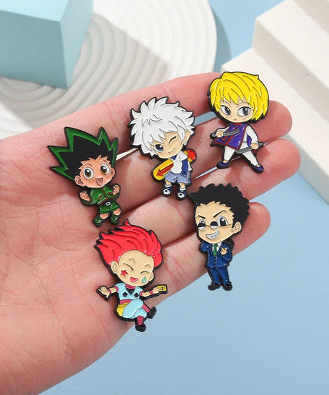 Hunters Enamel Pin Custom GON Killua Kurapika Leorio Hisoka Brooch Lapel Badge Anime Jewelry Gift for Fans