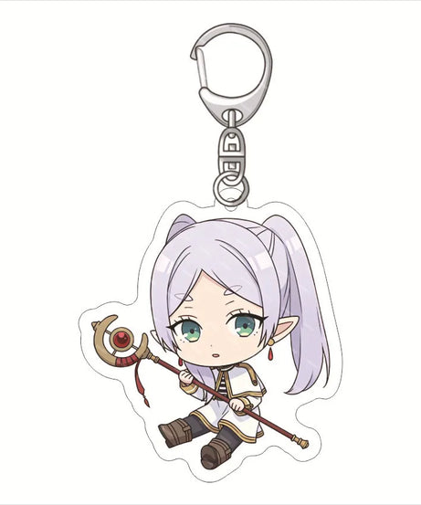 Frieren: Beyond Journey'S End Acrylic Anime Cute Keychain Jewelry Bag Pendant Gift Figure Key Ring Girl Badge Charms Wholesale