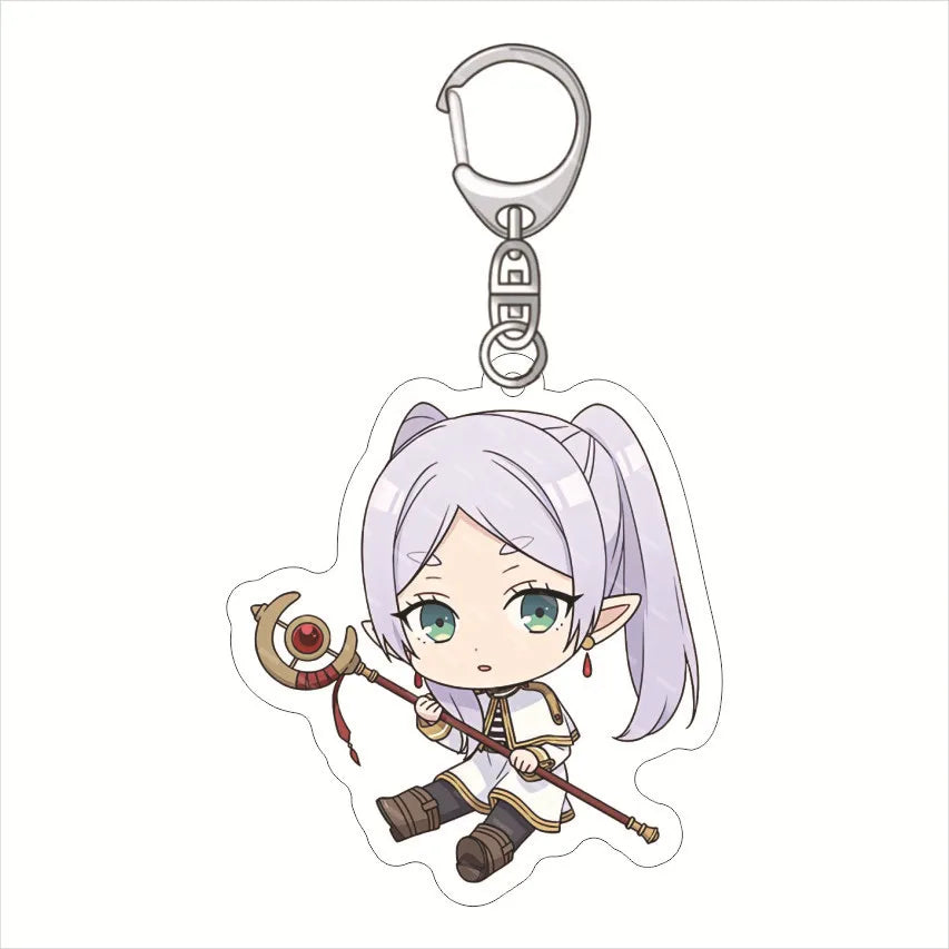 Frieren: Beyond Journey'S End Acrylic Anime Cute Keychain Jewelry Bag Pendant Gift Figure Key Ring Girl Badge Charms Wholesale